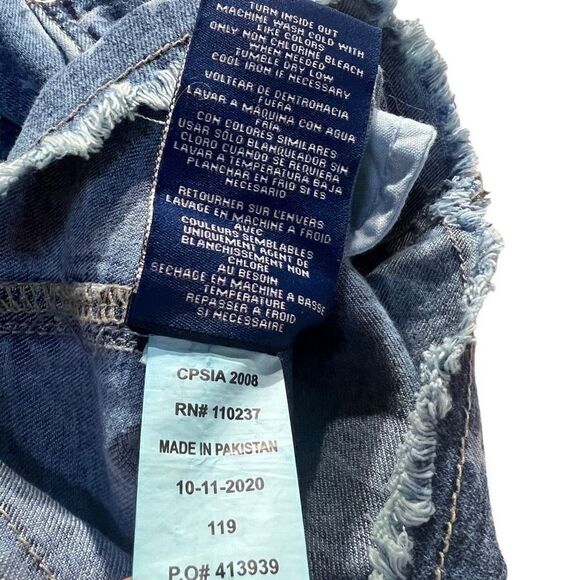 Vigoss Girl's Blue Star Print Denim Overall Jumpsuit shortalls Size XL - Picture 2 of 12